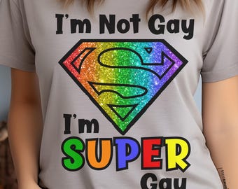Super Gay Pride T-Shirt, Rainbow Superhero Emblem