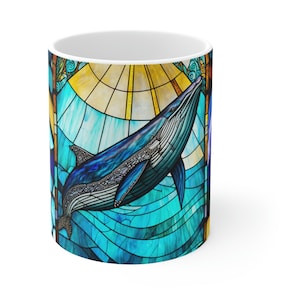 Humpback Whale Ceramic Mug, Ocean Life Coffee Mug, Deep Blue Sea Mug, Whale Lover Coffee Cup, Save The Whales Mug, Whale Song Mug