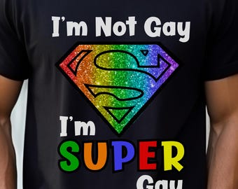 Super Gay Pride T-Shirt, Rainbow Superhero Emblem