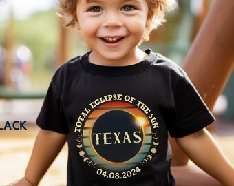 Texas Eclipse Kid/Toddler Fine Jersey T-Shirt, Eclipse 2024, Total Eclipse Tee, Texas Kid, Eclipse Squad, Fun Kid's Eclipse, Eclipse Party