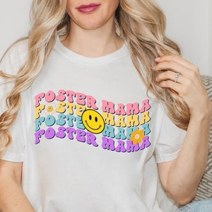 Retro Foster Mama T-Shirt, Hippie Foster Mom Tee, Groovy Foster Mother Shirt, Good Vibes Foster Mama Tshirt, Boho Gift For Foster Mom
