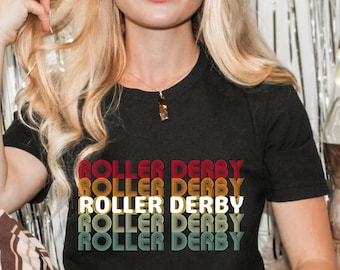 Camiseta retro de roller derby, camiseta de estilo vintage