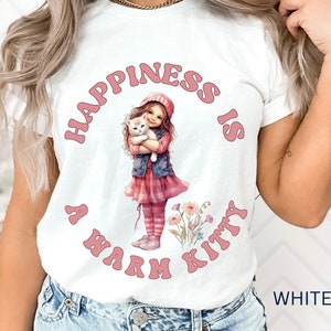 Happiness Is A Warm Kitty T-Shirt, Cat Lover Tee, Crazy Cat Lady, Fur Baby, Cute Kitten, Gift For Cat Lover, Feline Shirt, Cat Mom Tshirt
