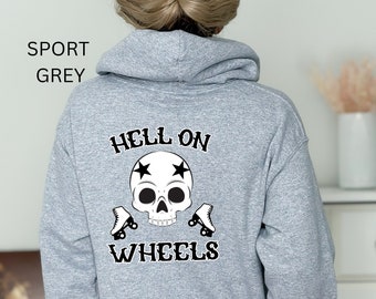 Roller Derby Hoodie, Hell On Wheels Skull Pullover, Derby Girl