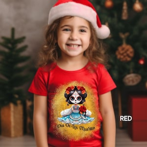 Dia De Los Muertos Camiseta para niños pequeños, Día de los Muertos para niños, Calavera de Azúcar, Camiseta de Niña Catrina, Mexicana, Halloween, Latina, Calavera