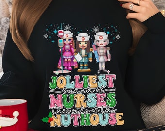 Sweat-shirt infirmière de Noël casse-noisettes, col rond rigolo des fêtes