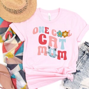One Cool Cat Mom Tee, Retro Cool Cat Mama T-Shirt, Cat Lover Shirt, Fur Mama Top, Gift For Cat Mom, Cat Mom Life
