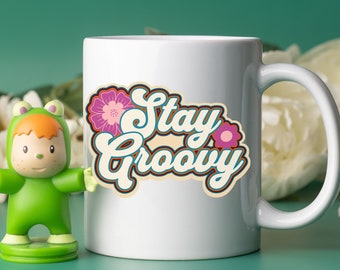 Stay Groovy Ceramic Mug, Cool Retro Coffee Mug, Hippie Vibes Mug, Good Vibes Only Coffee Cup, Peace And Love Mug, 60's Mug, 70's Mug