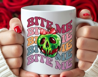 Taza de cerámica de manzana envenenada, divertida y espeluznante taza de café, estilo gótico retro