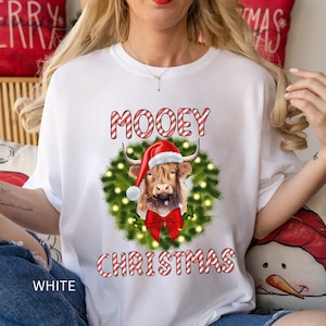 Mooey Christmas T-Shirt, Cute Christmas Cow Tee, Cow Lover Gift, Farm Animals, Funny Cow, Country Christmas Shirt, Highland Cow, Hereford