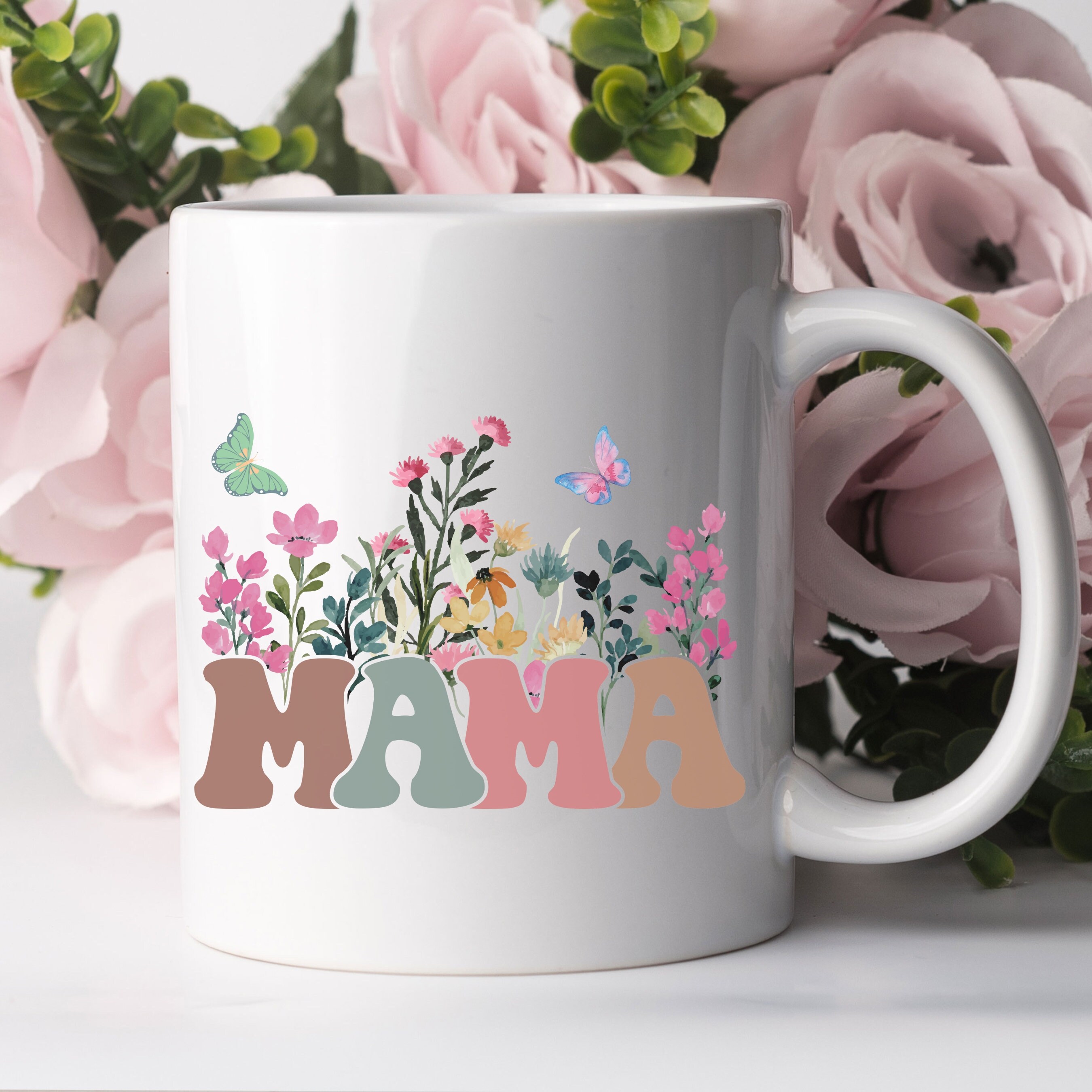 Wildflower Mama Ceramic Mug, Botanical Coffee Mug, Floral Coffee Cup, Flower Mom Mug, Boho Mama Mug, Flower Child Coffee Mug, Gardener Mug