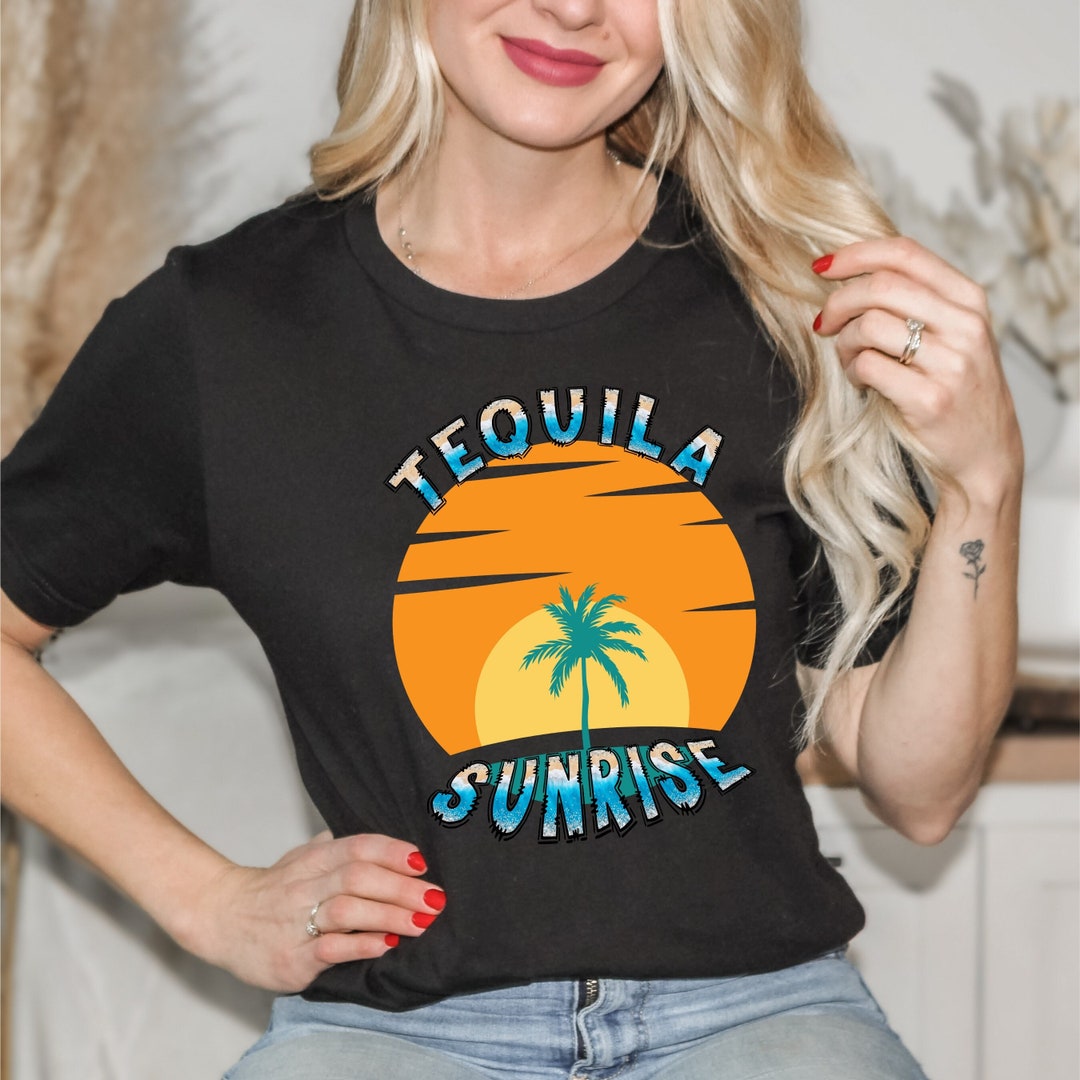YourTops Women's Tequila Lime & Sunshine Graphic T-Shirt – Casual Funny Saying Top