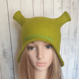 Hut shrek. Unisex Wollmützen. Filzhut. Lustige Mütze. Präsent. Saunamütze. Naturwolle. Schreibe auf welche Farbe du möchtest.
