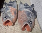 Felted slippers ,fish,woolen clogs,felted clogs,felt shoes,fox slipper,woman slippers , unisex slippers,home shoes,funny present