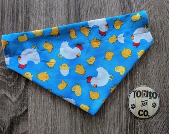 Hen and chicks//jellybeans// dog bandana// reversible// over the collar//made to order
