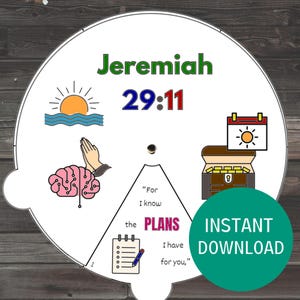 Jeremia 29:11 Malrad, druckbares Sonntagsschulhandwerk, Jeremia 29 Malaktivität, Kinderbibelstunde