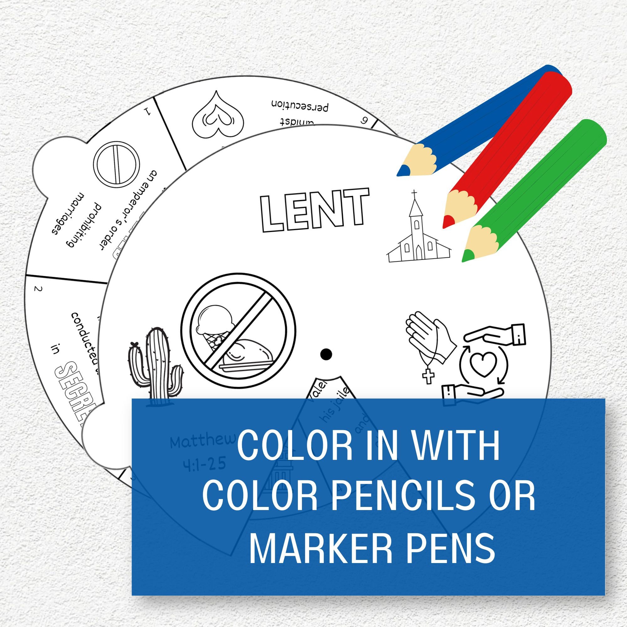 Sunday School Coloring Wheel Bundle, 32 Printable Sunday School Craft ...