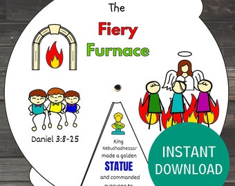 Fiery Furnace Bible Story Activity, Sunday School Craft, Shadrach Meshach Abednego, Printable ...