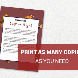 Thanksgiving Left Right Game Printable, Thanksgiving Pass the Prize ...