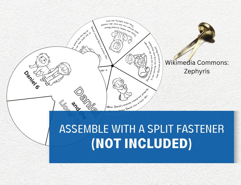 Daniel and the Lions Den Coloring Wheel Printable Sunday Etsy México