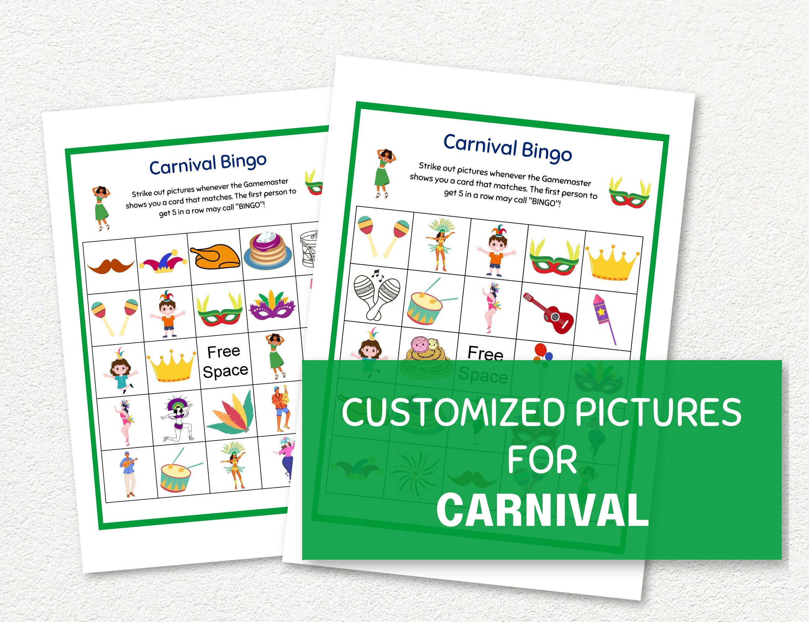 Carnival Bingo Game, Carnival Party Games, Circus Printable Bingo