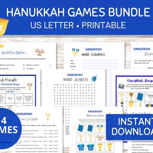 Hanukkah Game Bundle, 14 Hanukkah Games for Kids and Adults, Hanukkah Scavenger Hunt, Find the Guest Bingo
