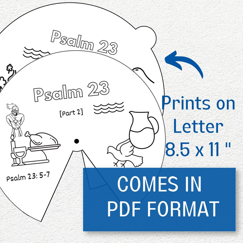 Psalm 23 Coloring Wheels, Printable Sunday School Craft, Kids Bible ...