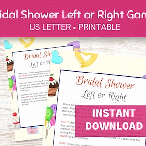 Bridal Shower Left Right Game, Pass the Prize Bridal Shower Game Printable