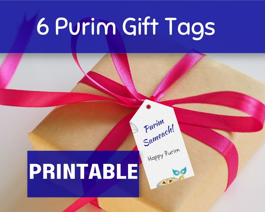 Purim Gift Tag Printable, Set of 6 Purim Gift Labels, Tags for ...