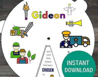 Gideon Coloring Wheel, Printable Sunday School Craft, Bible Story Activity, Gideon Craft for Preschool and Kids