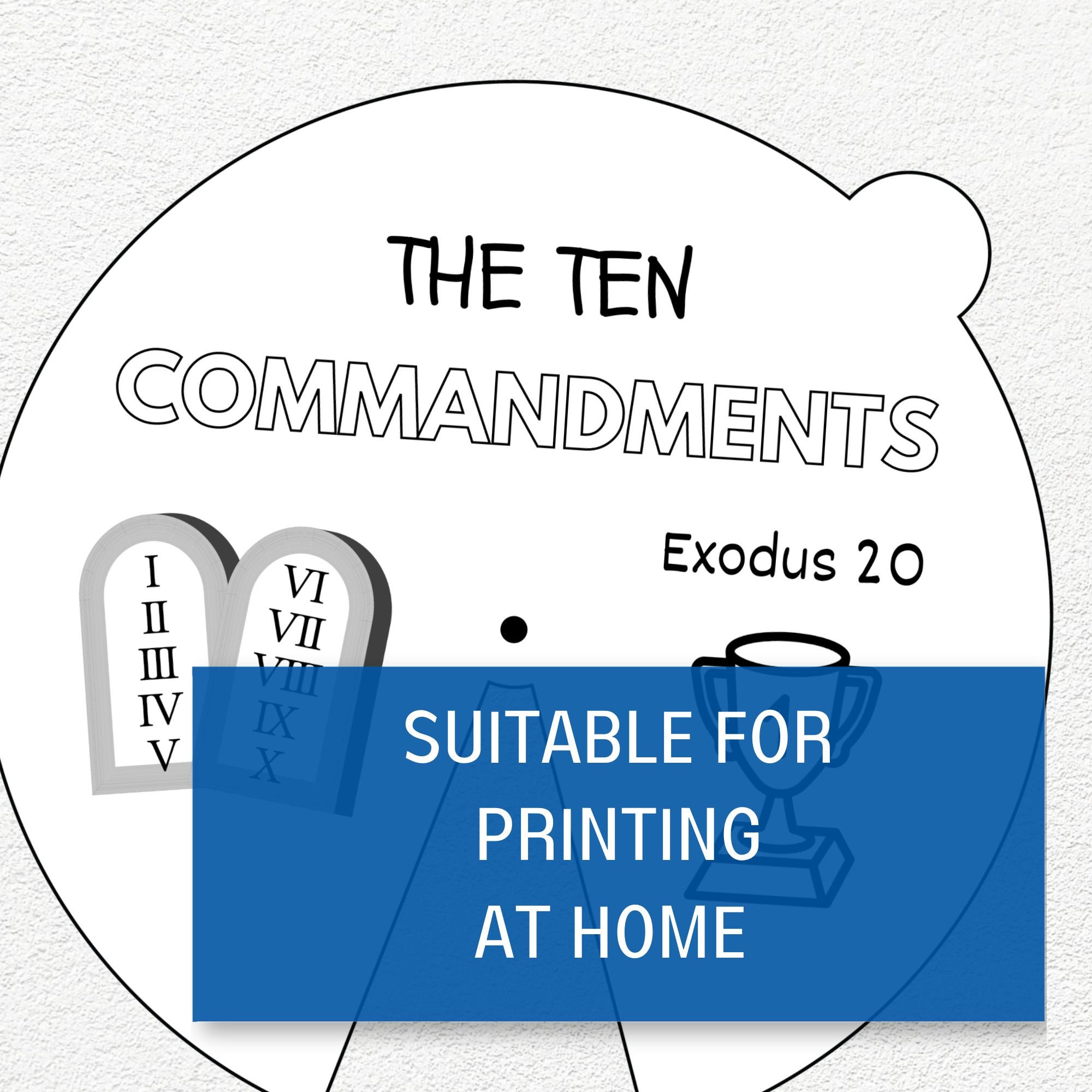 Ten Commandments Coloring Wheel, Printable Sunday School Lesson, Bible