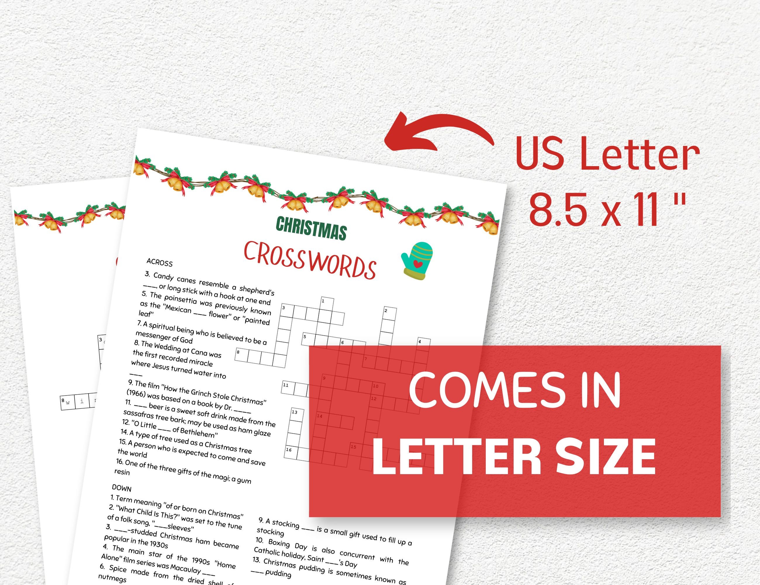 Christmas Crossword Puzzle Printable Christmas Word Puzzles Party Games For Adults And