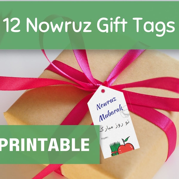 Nowruz Gift Tag Printable, Set of 12 Gift Tags for the Persian New Year Noruz, Labels for Handmade Gift Boxes