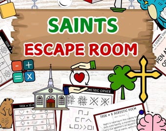 Saints Escape Room, 12 Printable PDF Puzzles, All Saints’ Day Activities and Games for Kids, Sunday School Lessons