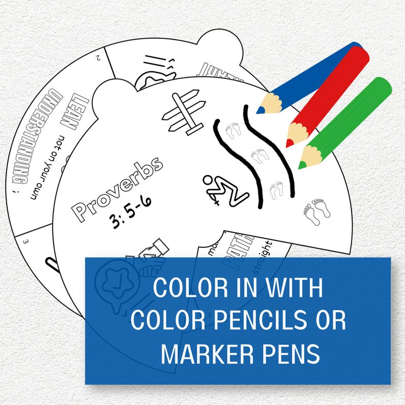 Proverbs 3:5-6 Coloring Wheel, Printable Sunday School Lesson, Trust in ...