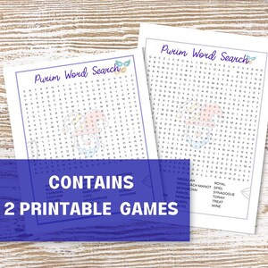 Purim Word Search Printable, Party Games for Family, 2 Printable Word ...
