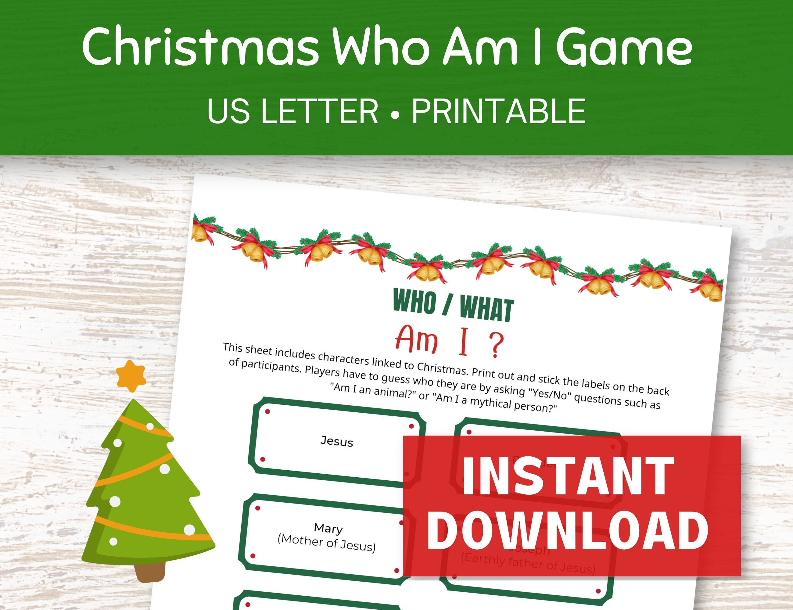 christmas who am i game, printable christmas guess who, party game
