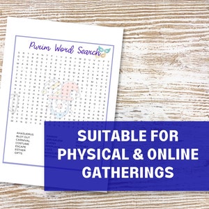 Purim Word Search Printable, Party Games for Family, 2 Printable Word ...