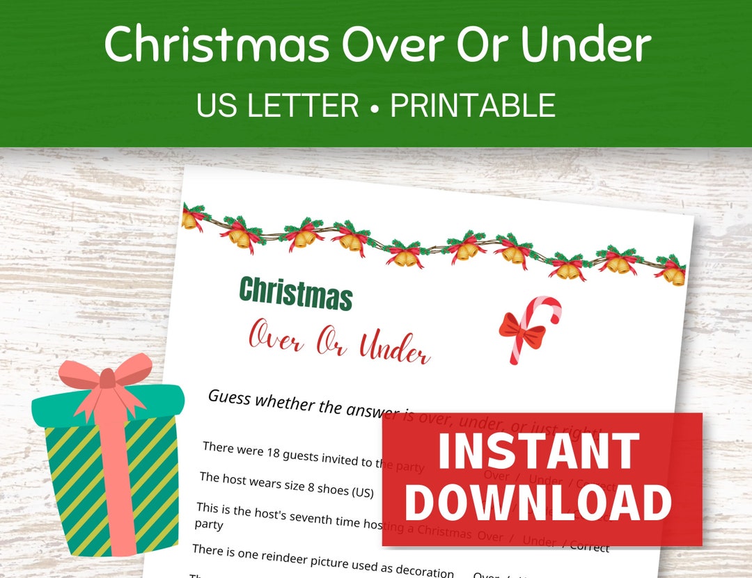 Christmas Over or Under Game Printable, Guess How Many, Christmas ...