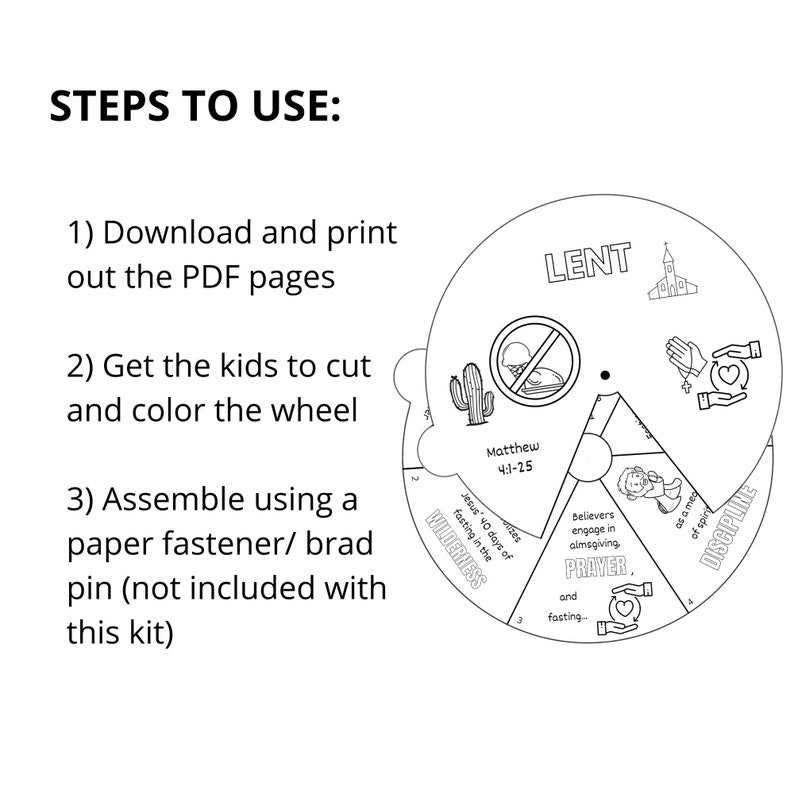 Lent Coloring Wheel, Printable Sunday School Lesson, Kids Bible Study ...
