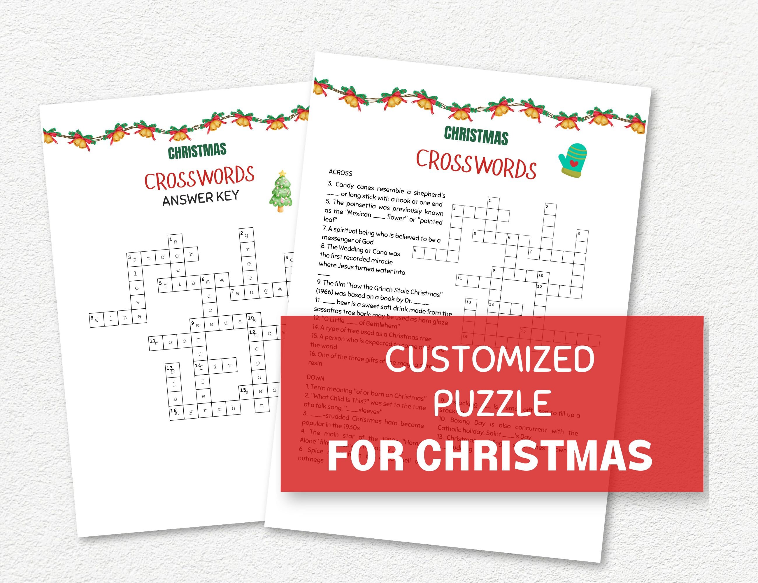 Christmas Crossword Puzzle Printable Christmas Word Puzzles Party Games For Adults And