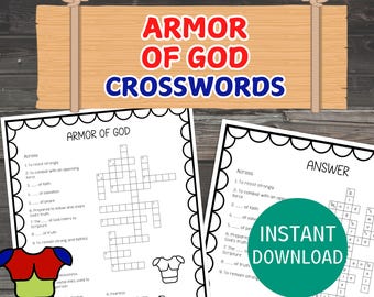 Crucigrama de la Armadura de Dios, actividad imprimible para la escuela dominical con notas de estudio