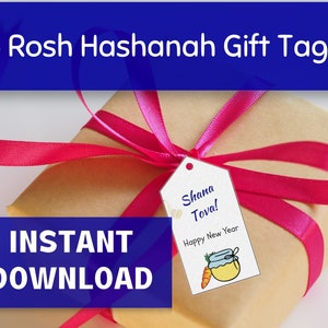 Rosh Hashanah Gift Tags, Shana Tova Printable, Set of 6 Gift Tags