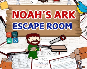 Noah’s Ark Escape Room, 12 Printable PDF Puzzles, Noah’s Ark Sunday School Lessons and Activities, Kids Bible Story Worksheets