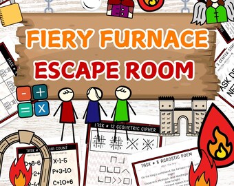 Fiery Furnace Escape Room, 12 Printable PDF Puzzles, Old Testament Activities for Kids, Sunday School Games, Bible Escape Room