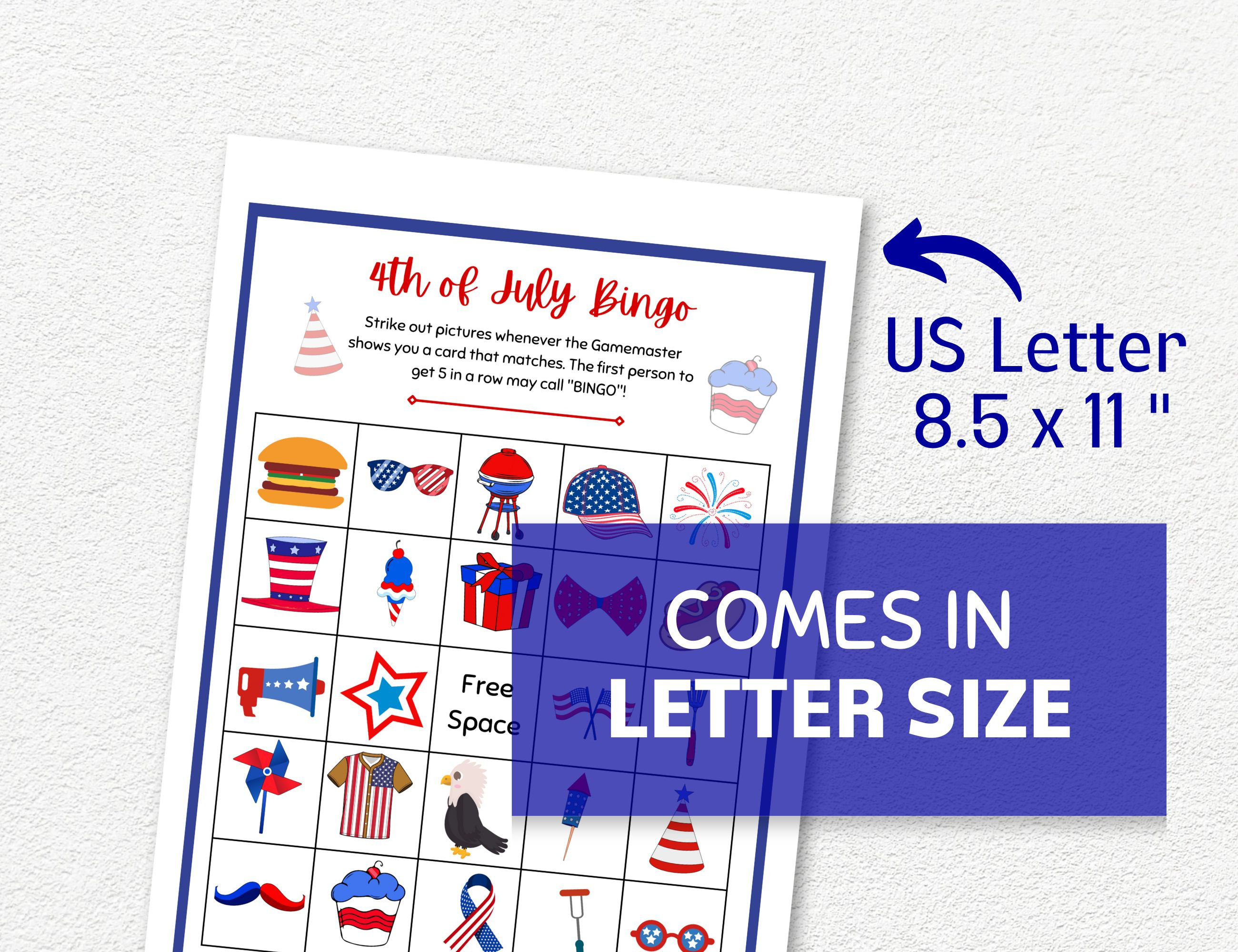 4th of July Bingo Cards, 25 Cards Patriotic Bingo, 4th of July Games ...
