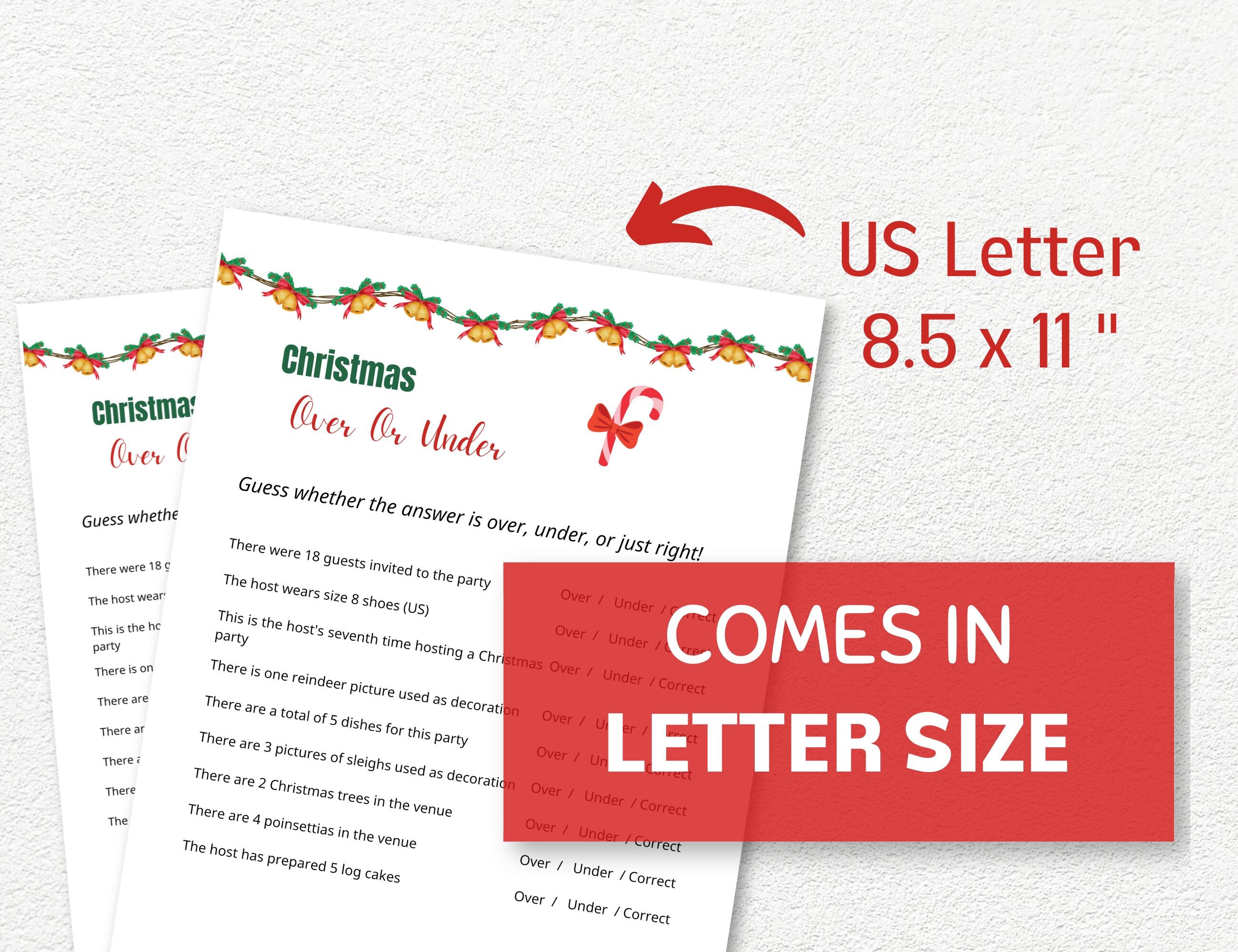 Christmas Over or Under Game Printable, Guess How Many, Christmas ...