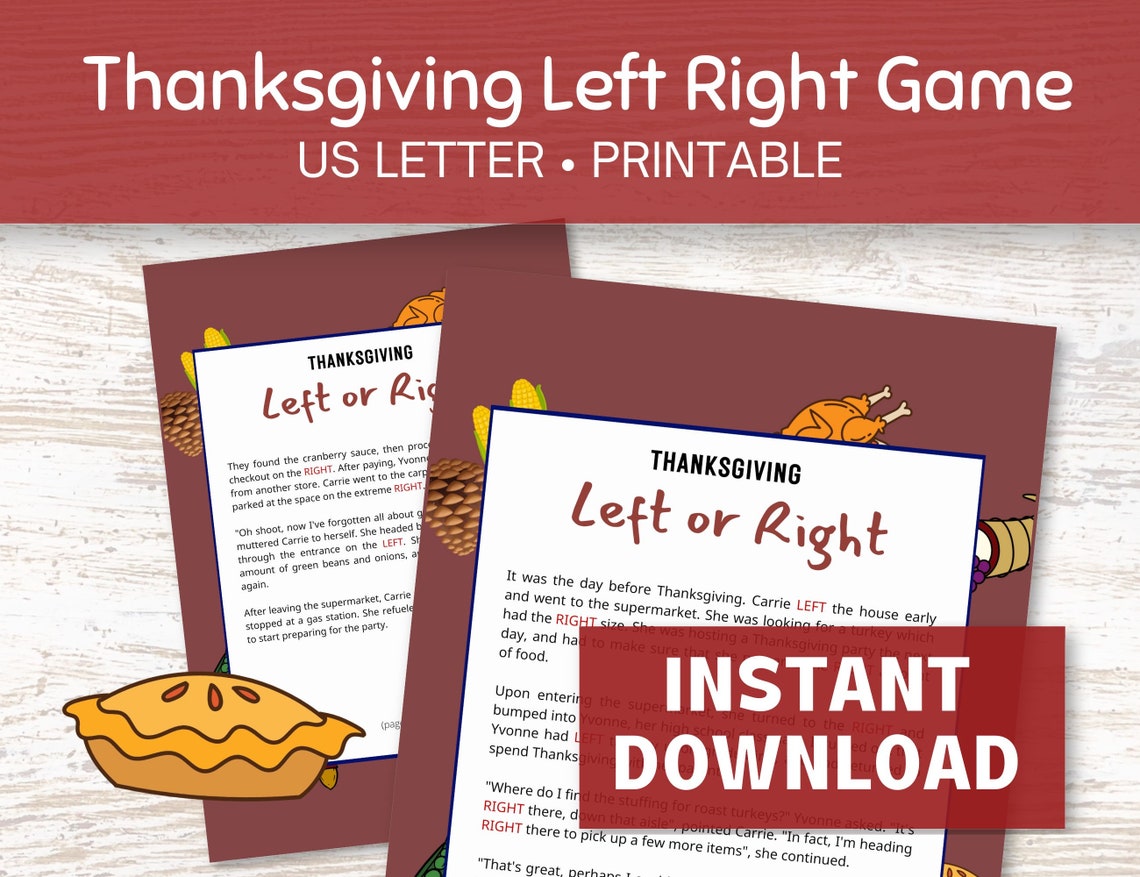 Thanksgiving Left Right Game Printable Thanksgiving Pass the Prize Thanksgiving Left Right Game Printable Thanksgiving Pass the Prize