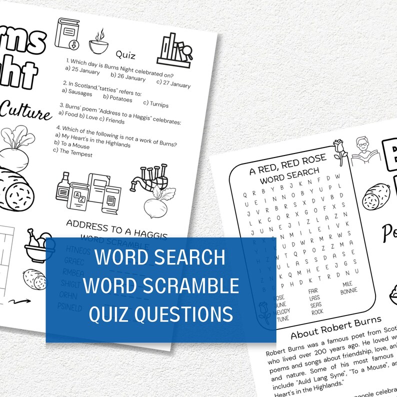 Burns Night Activity Placemat, Printable Scottish Themed Puzzles for ...
