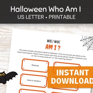 Halloween Who Am I Game, Halloween Guess Who, Who Am I Guessing Game for Adults and Families